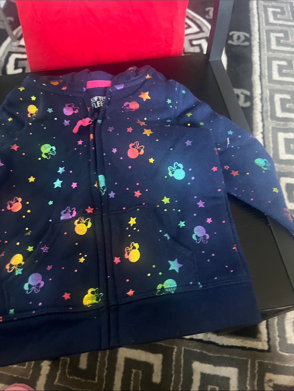 Disney Navy Zip-Up Hoodie with Rainbow Minnie Silhouettes